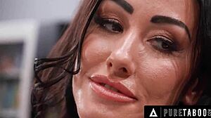 Pervert catches sneaky milf Jennifer White toying wet pussy in public laundromat