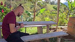 ever fucked a big ass babe like kourtney love bent over in the forest?? cum all over her tits!