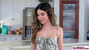 latina stepsister camila cream meets new babysitter selina imai for steamy lesbian pussy licking