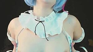 rem cosplay maid bent over anal dildo toys deep squirt petite shaved pussy re zero