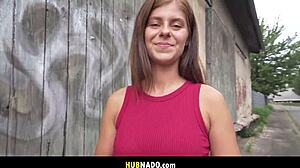 czech brunette bubble butt tattooed outdoor pov fucked hard for cash with spanking facial