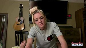 Skinny Blonde's Cute Suck Turns to Pussy Pounding Bliss