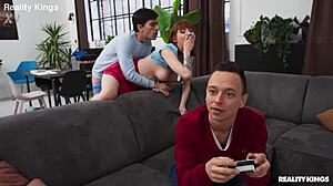 gamer girl bent over doggystyle with big tits bouncing wildly