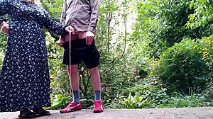 My Curvy Mature Mother-in-Law Pees Standing in Public Outdoors