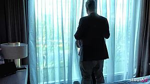 Curvy German Maria Gail takes raw hotel pounding from huge dick no condom! 