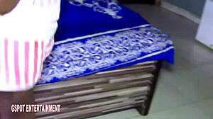 Loud moaning housewife orgasms from delivery guy's tongue