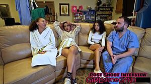 genesis gets her first humiliating gyno exam with shaved pussy spread wide!