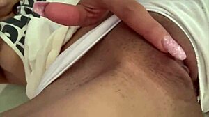 Latina Beauty Fingers Juicy Pussy on Cousin’s Bed Teasing Arrival