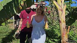 ever fucked a big ass babe like kourtney love bent over in the forest?? cum all over her tits!