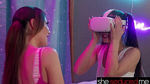 damn she's seducing me hard in lesbian virtual reality