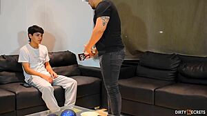 the hot latina boss bends over her young stepson for doggystyle cumshot cowgirl ride.