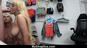 stepdad spies as mall workers bend over two tight teen sluts for hardcore pounding