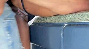 Merry Christmas surprise features neighbor's big black cock pounding blonde babysitter bent over