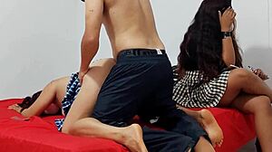 hot student slams street sweeper cock right in front of her sister