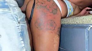 Merry Christmas surprise features neighbor's big black cock pounding blonde babysitter bent over