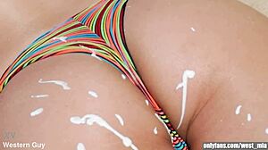 mia natalia's big ass takes public beach cumshot from western guy - dare you watch