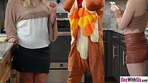 Stepbrother pounds petite Turkish stepsister's tight pussy then muff dives her