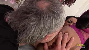 Two Horny Brunettes Crave Older Guys' Big Hard Dicks in Foursome!