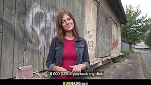 czech brunette bubble butt tattooed outdoor pov fucked hard for cash with spanking facial