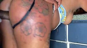 Merry Christmas surprise features neighbor's big black cock pounding blonde babysitter bent over