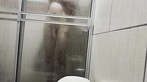 they spy on me in the bathroom while i play with cousin's panties secretly