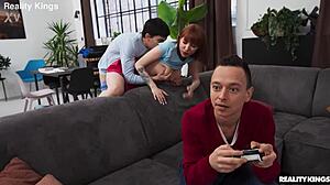 gamer girl bent over doggystyle with big tits bouncing wildly