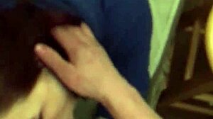 Girlfriend drops to knees for deep blowjob on my throbbing cock