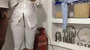 Quick kitchen fuck with girlfriend turns wild, she's bent over moaning loud!