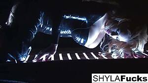 ever wonder how sexy shyla stylez smokes while teasing her big tits and pussy?