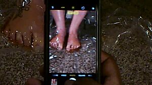 FOOT PLAY QUEEN Coats Toes in Messy Cum Fetish Dirtiness!