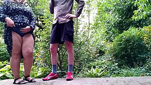 My Curvy Mature Mother-in-Law Pees Standing in Public Outdoors