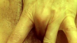Italian milf bitch spreads hairy pussy fingers dirty while moaning european style