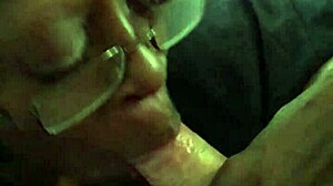 ebony babe sucks white cock deep before swallowing huge jizz load