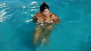 scorching day has redhead da belan stripping nude by the pool