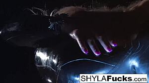 ever wonder how sexy shyla stylez smokes while teasing her big tits and pussy?