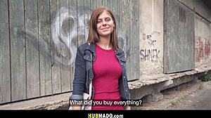 czech brunette bubble butt tattooed outdoor pov fucked hard for cash with spanking facial