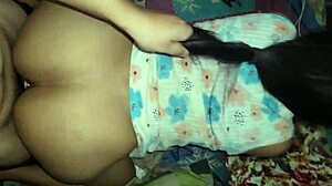 Visitors home! Eating big ass latina's hairy pussy doggystyle quietly