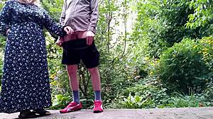 My Curvy Mature Mother-in-Law Pees Standing in Public Outdoors