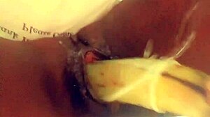 Veggie Stuffed In Tight Ass And Pussy For Wild Fuck