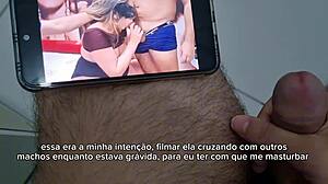 brazilian cuckold jerks watching pregnant wife pounded by hung stud