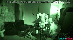 two cocks two pussies and a strapon ravage bound babe in dungeon