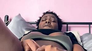 pretty ebony fingers hairy pussy with dirty talk to creamy creampie