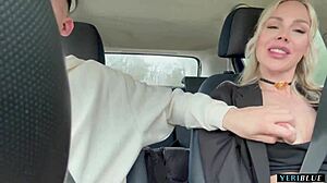 i spot czech blonde on street flash her ass then fuck pussy hard in public car