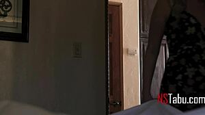 Step mom milf squeezes poison from son's cock with shaved pussy milking daddy army style