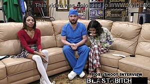 Why blast Solana's shaved pussy with jizz backstage in POV? She spreads wide