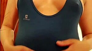 damn this pregnant young brunette flashes natural tits homemade exhibition