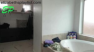 Blonde teen tries on clothes teasing big tits hairy pussy till squirting orgasm explosion