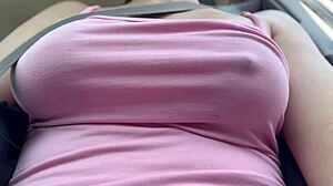 why does this big tits milf artemisia love bounce her horny nipples on car ride?