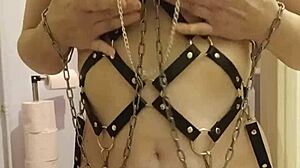 milf slave bound bent over licks toilet as humiliated whore