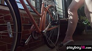 Emma Starletto strips naked then fingers her juicy teen pussy in lingerie